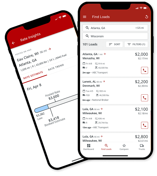 Truckstop Go mobile app screens